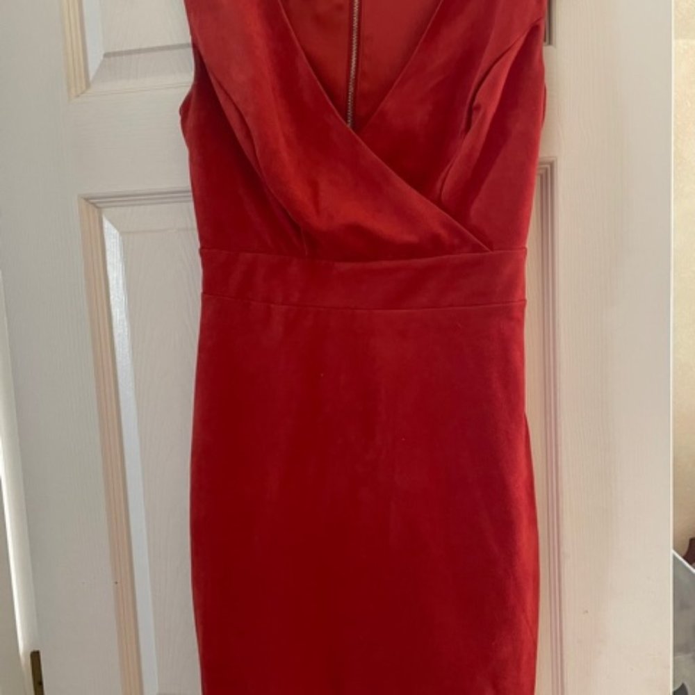 Bebe  rust faux suede cocktail dress